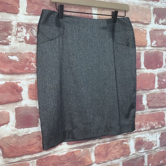 Anne Klein Skirt Women's Size 8 Dark Gray Herringbone Office Work Career Zip Up - Picture 3 of 8